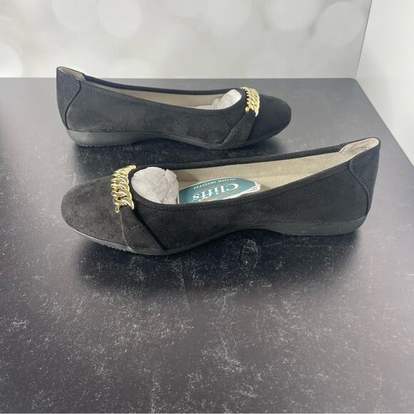CLIFFS BY WHITE MOUNTAIN Women's Charmed Ballet Flats Black Suedette sz 9W Wide - Picture 4 of 7